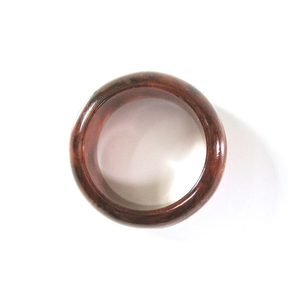 Bakelite Ring, Root Beer, 1940s, Tested, Size 5.5 - Picture 6 of 7